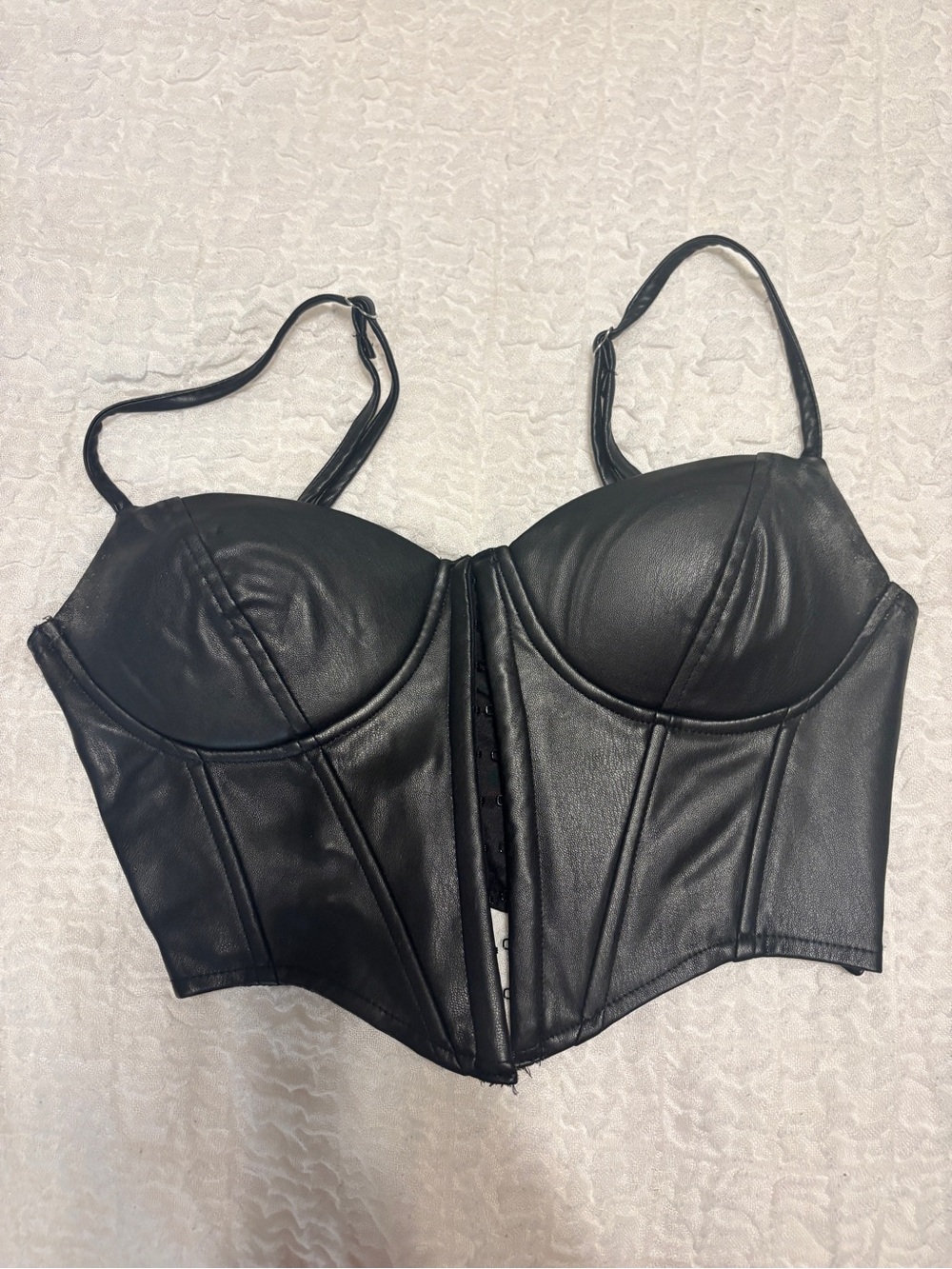 Windsor Black Faux Leather Bustier Crop Top